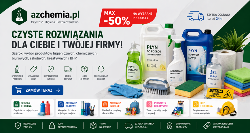 Środki czystości, chemia gospodarcza, artykuły higieniczne i produkty do utrzymania czystości dla firm w sklepie azchemia.pl